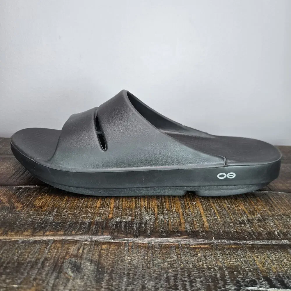 Oofos Ooahh Mens Size 12 Recovery Slip-On Comfort Flip Flops Sandals Black
